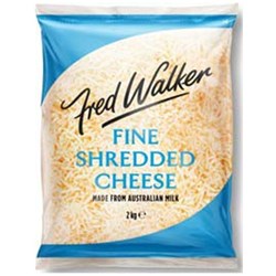 FRED WALKER FINE SHREDDED CHEDDAR CHEESE 6 X 2KG