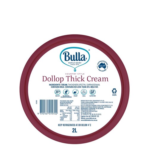 BULLA C/STYLE THICK DOLLOP CREAM 2LT