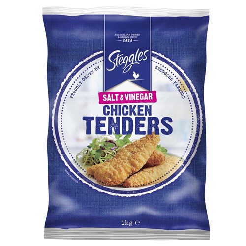 STEGGLES SALT & VINEGAR CHICKEN TENDERS 1KG