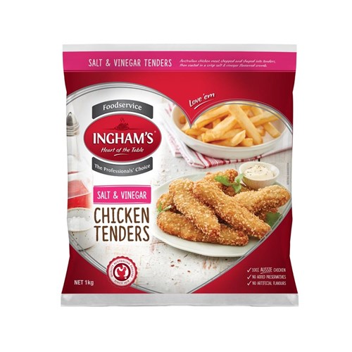 INGHAM SALT & VINEGAR CHICKEN TENDERS 1KG