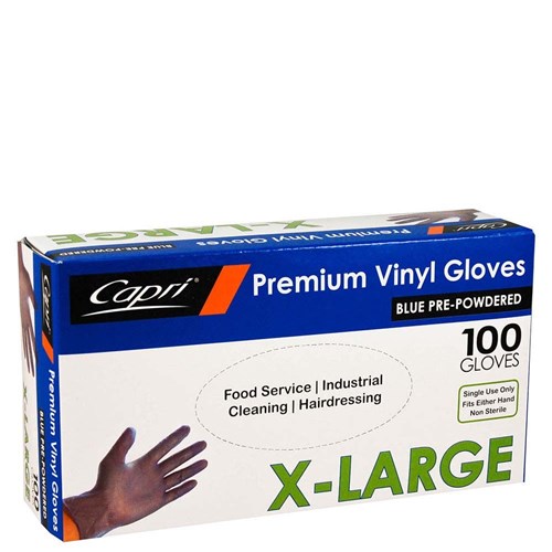 CAPRI BLUE VINYL GLOVE XL POWDER 100's