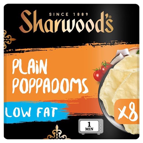 SHARWOODS LOW FAT PAPADAM 8 X 94GM