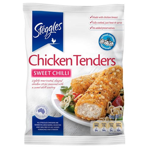 STEGGLES SWEET CHILLI CHICKEN TENDERS 1KG