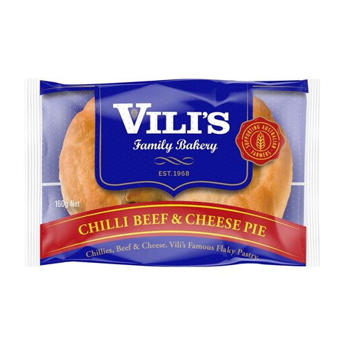 VILI'S CHILLI BEEF AND CHEESE PIE 12 X 160GM